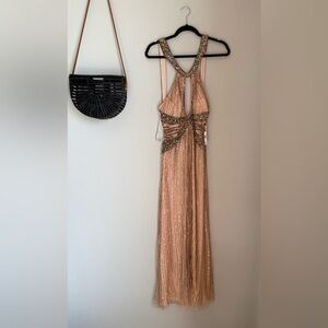 Vince Cassandra Stone Sequin Halter Dress Gown, Size XL